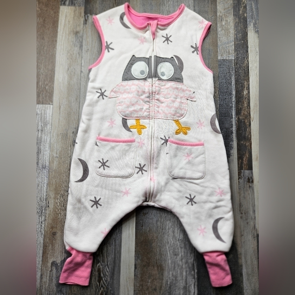 Wearable Blanket Sleeper Double Layered Cotton Size 1T-3T Owl Pink. Vaenati Baby